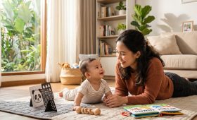 Pelajari cara memberikan stimulasi tumbuh kembang bayi usia 0–6 bulan sesuai tahapan perkembangan. Lengkap dengan aktivitas harian, tummy time, mainan edukatif, pijat bayi, hingga tanda perkembangan yang perlu diwaspadai.